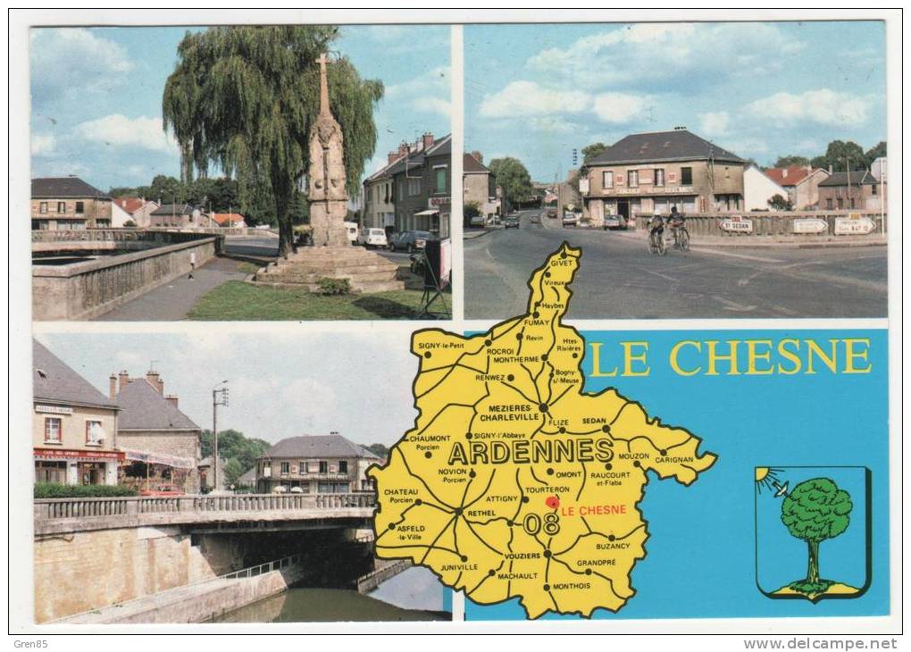 CP MULTIVUES LE CHESNE, BAR (S) CAFE (S), MONUMENT, ARDENNES 08 - Le Chesne