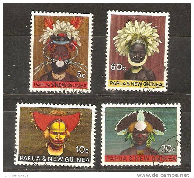 PAPUA NEW GUINEA - 1968 HEADDRESSES SET OF 4 USED  SG 125-8  Sc 253-6 - Papua New Guinea