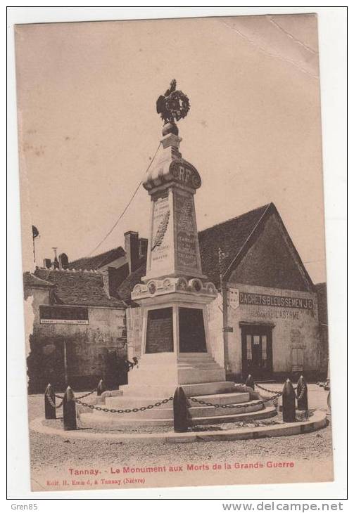 CPSM TANNAY, LE MONUMENT AUX MORTS DE LA GRANDE GUERRE, Format CPA, NIEVRE 58 - Tannay