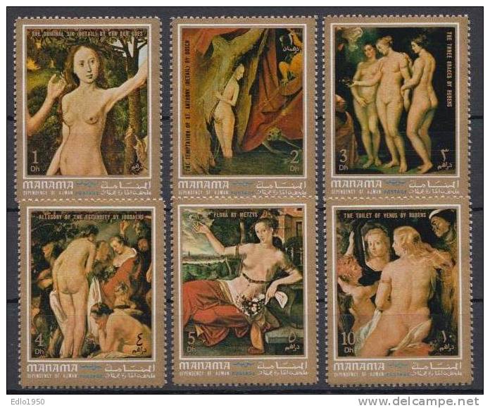 Manama 1972 Art. Painting  Mi 768-73 6v - MNH - Desnudos