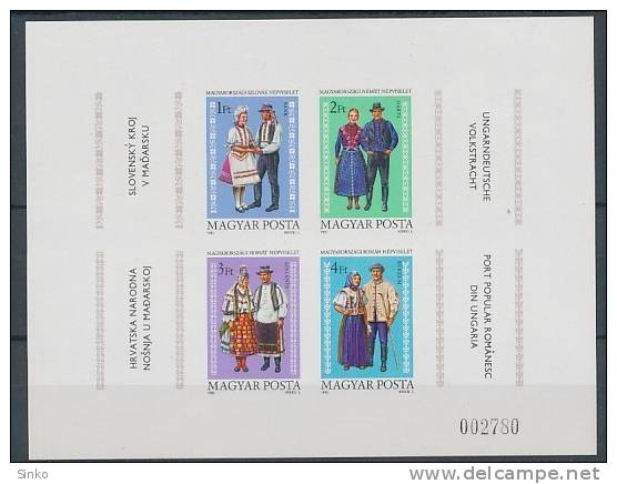 1981. Hungarian Ethnic Costumes Block - Imperforated :) - Unused Stamps