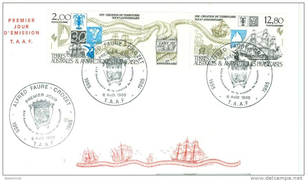 TAAF ENV  FDC 1985 CREATION DU TERRITOIRE - FDC