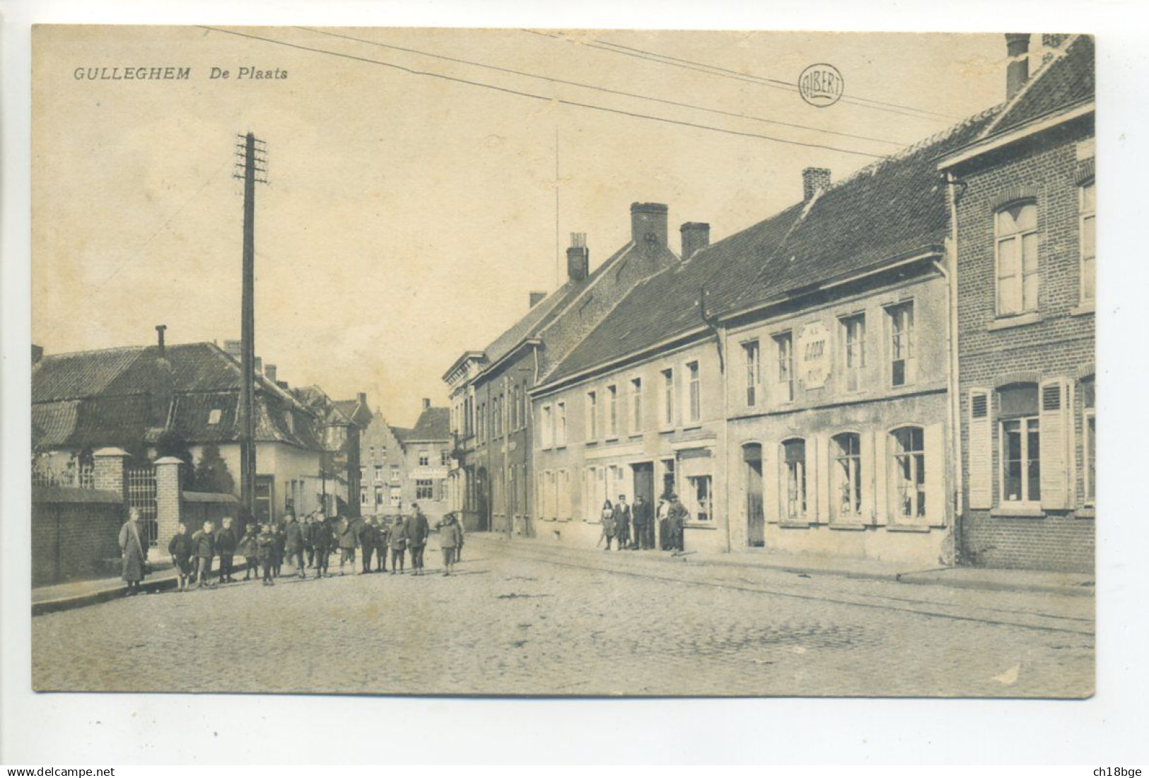 CPA : Belgique : Wevelgem : Gulleghem : De Plaats : Animation - Maisons - Peu Commune - Wevelgem