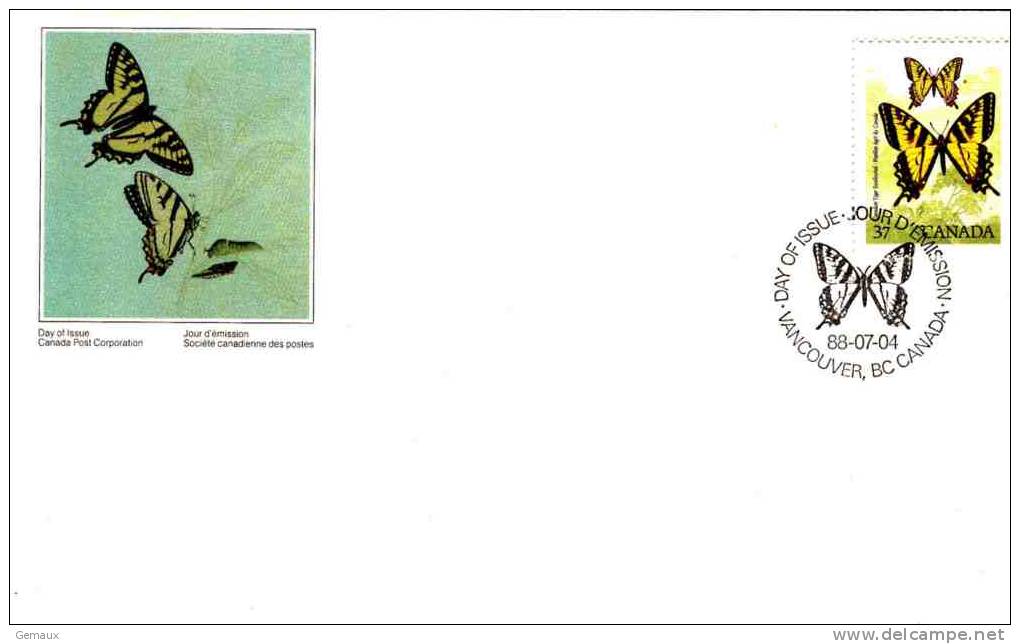 FDC : 04/07/1988 Papillon Tigré Du Canada - 1981-1990