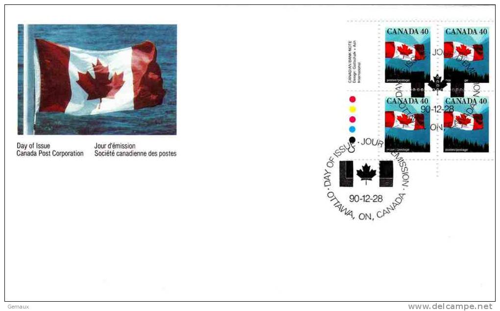 FDC : 28/12/1990 Drapeau Du Canada - 1981-1990