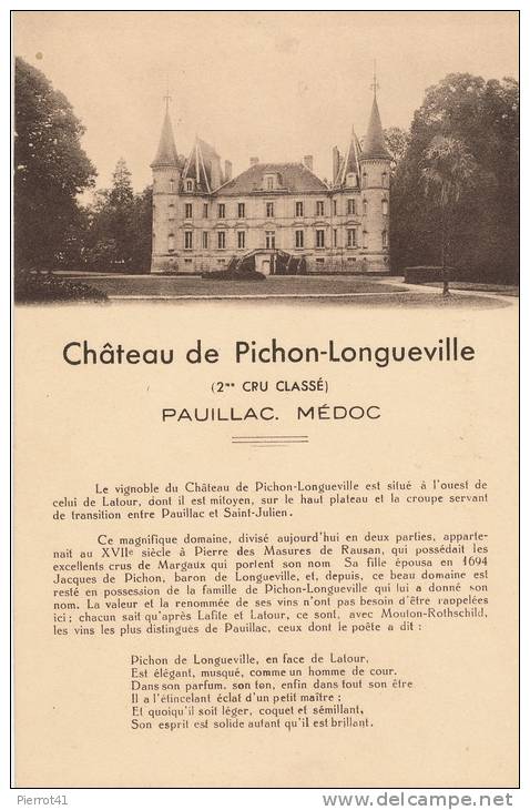 VIGNOBLES - PAUILLAC - MÉDOC - Château De PICHON LONGUEVILLE - Pauillac