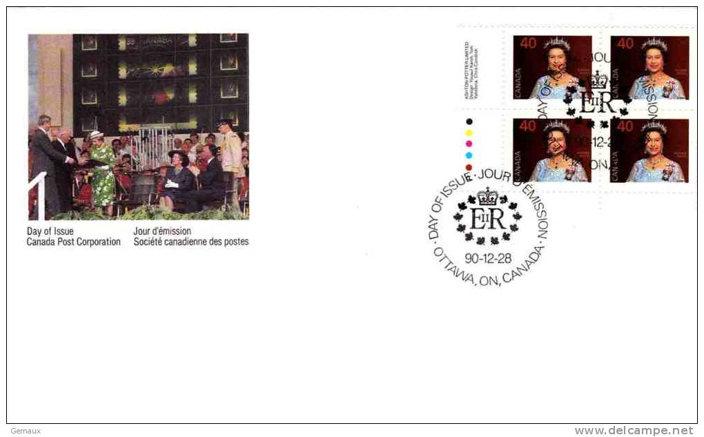 FDC : 28/12/1990 La Reine Elisabeth - 1981-1990