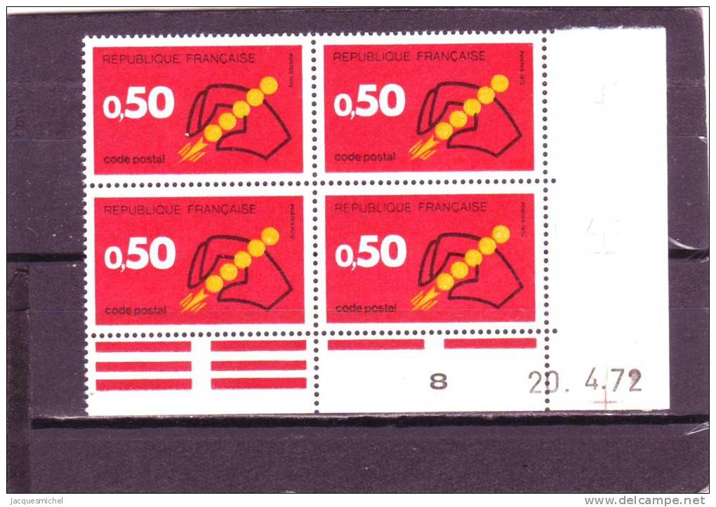 N° 1720 - 0,50F CODE POSTAL - B De A+B - 1° Partie Du Tirage Du 6.4.72 Au 2.6.72 - 20.04.1972 - - 1970-1979