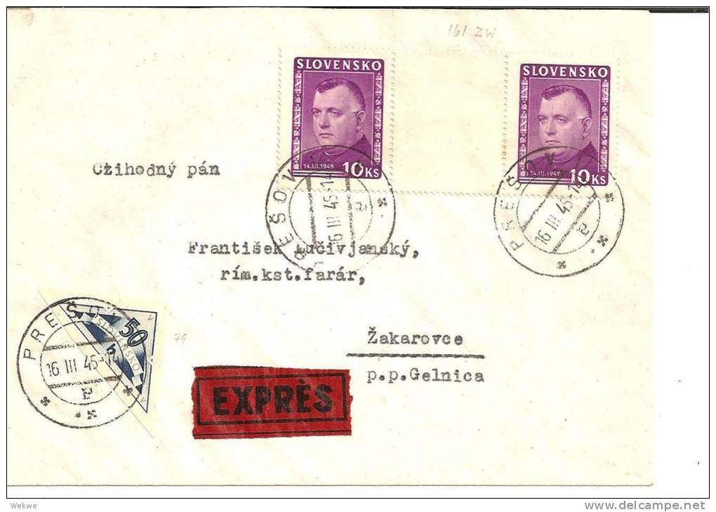 Slo002/ Josef Tiso Mit Zwischensteg (Mi. Nr. 61) Möglicherweise Nicht Postalisch Gelauften! - Storia Postale