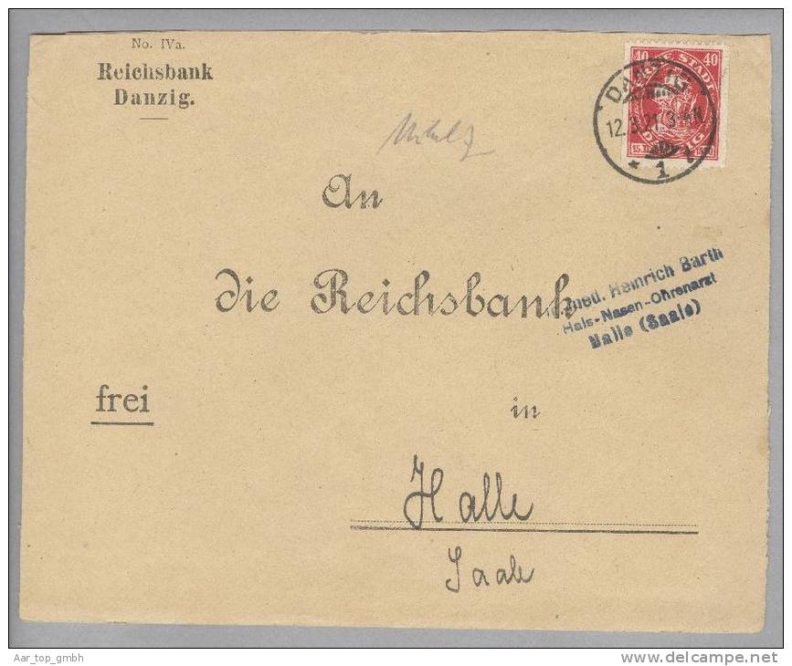 DR Danzig 1921-03-12 Brief Nach Halle Mit Mi#56 EF - Cartas & Documentos