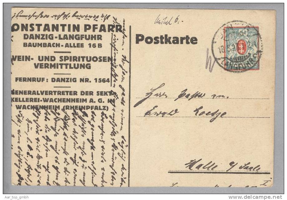 DR Danzig 1923-03-18 Privatganzsache 50 Mark Beschnitten - Lettres & Documents