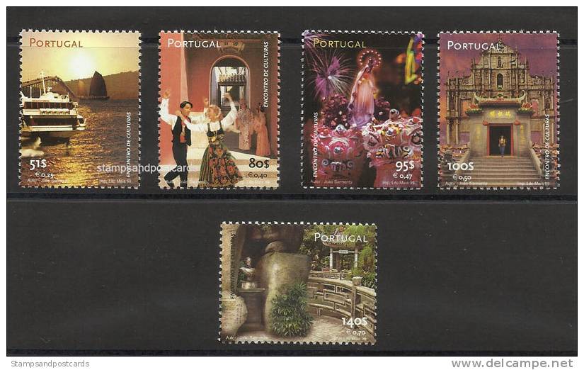 Portugal Macau Rencontre Des Cultures Bateau Jet Foil Notre Dame De Fatima Danse 1999 ** Cultural Meeting With Macao ** - Unused Stamps