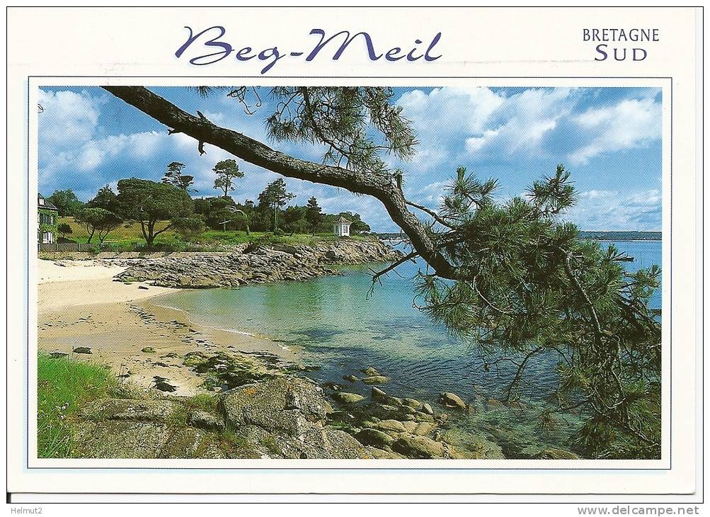 BEG MEIL ( FOUESNANT - Finistère) Plage De La Roche Percée (cliché Rare - Circulé 2003 Quimper Voir Détails 2scan) MV969 - Beg Meil