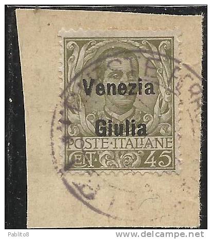 ITALY ITALIA VENEZIA GIULIA 1918 - 1919 SOPRASTAMPATO D´ITALIA ITALY OVERPRINTED CENT. 45 C USATO SU FRAMMENTO USED - Venezia Giulia