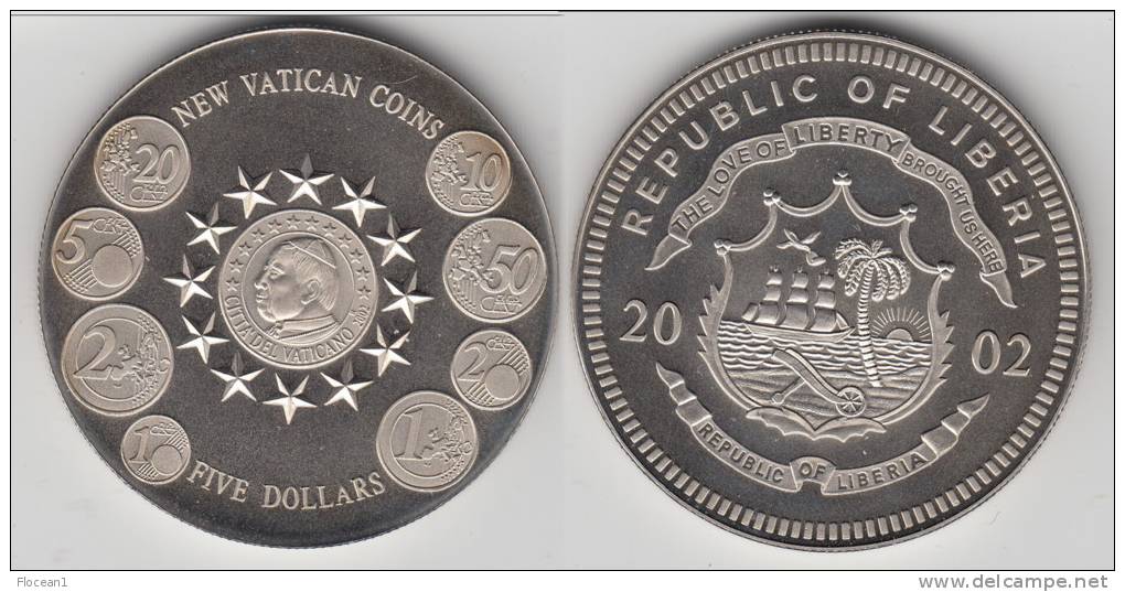 **** LIBERIA - 5 DOLLARS 2002 - FIVE DOLLARS 2002 - NEW VATICAN COINS **** EN ACHAT IMMEDIAT !!! - Liberia