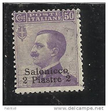ITALY ITALIA LEVANTE SALONICCO 1909 - 1911 2P SU 50C USED - European And Asian Offices