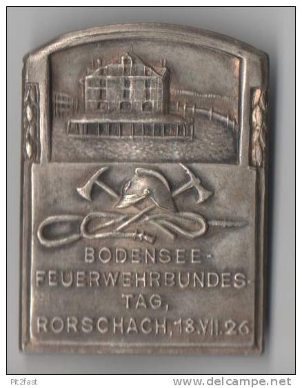 Altes Schild , Bodensee Feuerwehr Bundestag In Rorschach ,1926 , Abzeichen , Emblem !!! - Ferronnerie