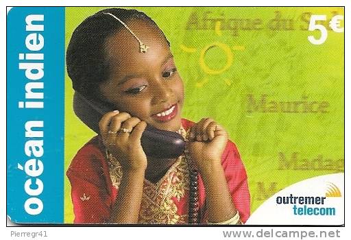 3-CARTE PREPAYEE-OUTREMER TELECOM-5€OCEAN INDIEN-FILLETTE INDOUE-DIFFERANTS TIRAGE-- T BE- - Autres & Non Classés