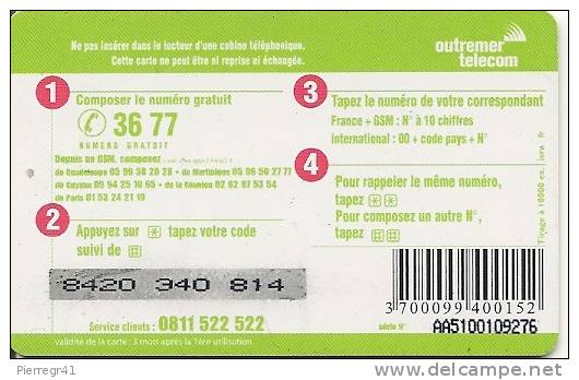 3-CARTE PREPAYEE-OUTREMER TELECOM-5€OCEAN INDIEN-FILLETTE INDOUE-DIFFERANTS TIRAGE-- T BE- - Autres & Non Classés