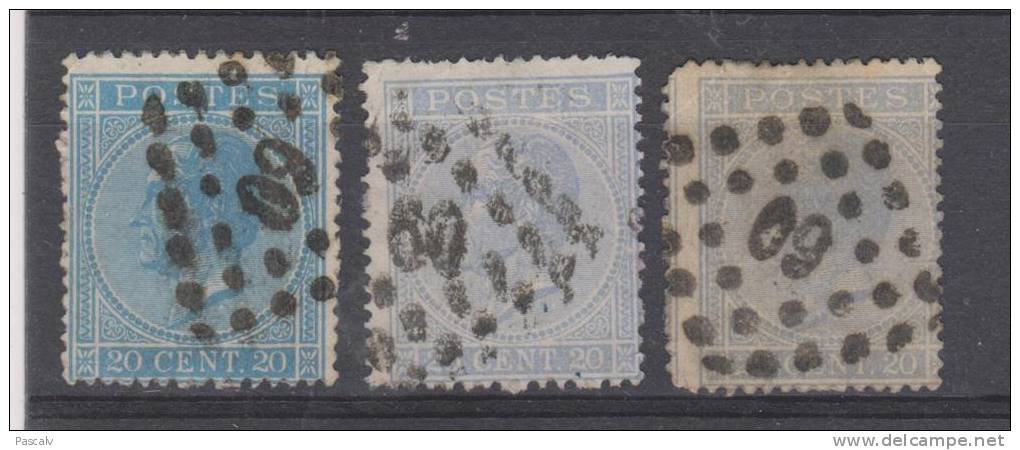 COB 18A Oblitéré 60 BRUXELLES Trois Nuances - 1865-1866 Linksprofil