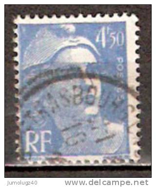 Timbre France Y&T N° 718A (2) Obl.  Marianne De Gandon.  4 F.50. Bleu. Cote 0,15 € - 1945-54 Marianne Of Gandon