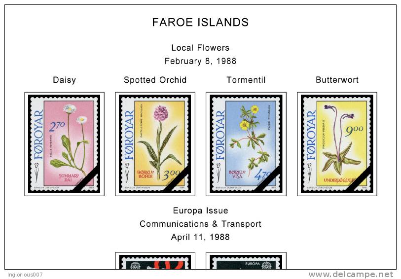 FAROE ISLANDS STAMP ALBUM PAGES 1919-2011 (87 Color Illustrated Pages) - Inglés