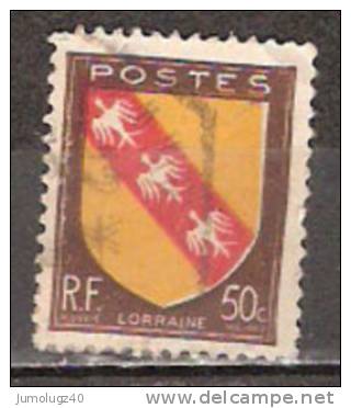 Timbre France Y&T N° 757 (05) Obl.  Armoiries De Lorraine.  50 C. Brun, Jaune Et Rouge. Cote 0,15 € - 1941-66 Coat Of Arms And Heraldry