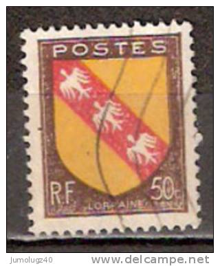 Timbre France Y&T N° 757 (06) Obl.  Armoiries De Lorraine.  50 C. Brun, Jaune Et Rouge. Cote 0,15 € - 1941-66 Coat Of Arms And Heraldry