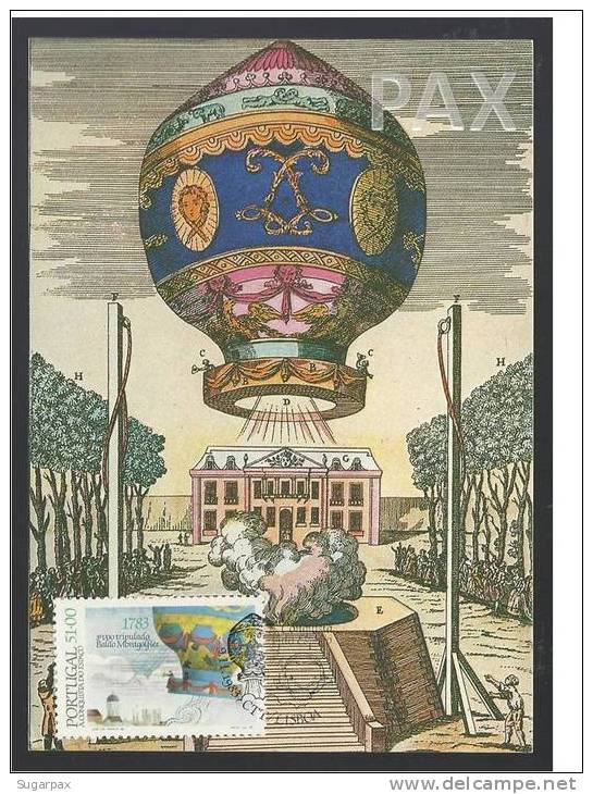 PORTUGAL -- ASCENÇÃO DO BALÃO MONTGOLFIÈRE - Á CONQUISTA DO ESPAÇO - BPC 44 - 2 SCANS - CARTE MAXIMUM - MAXICARD - Tarjetas – Máximo