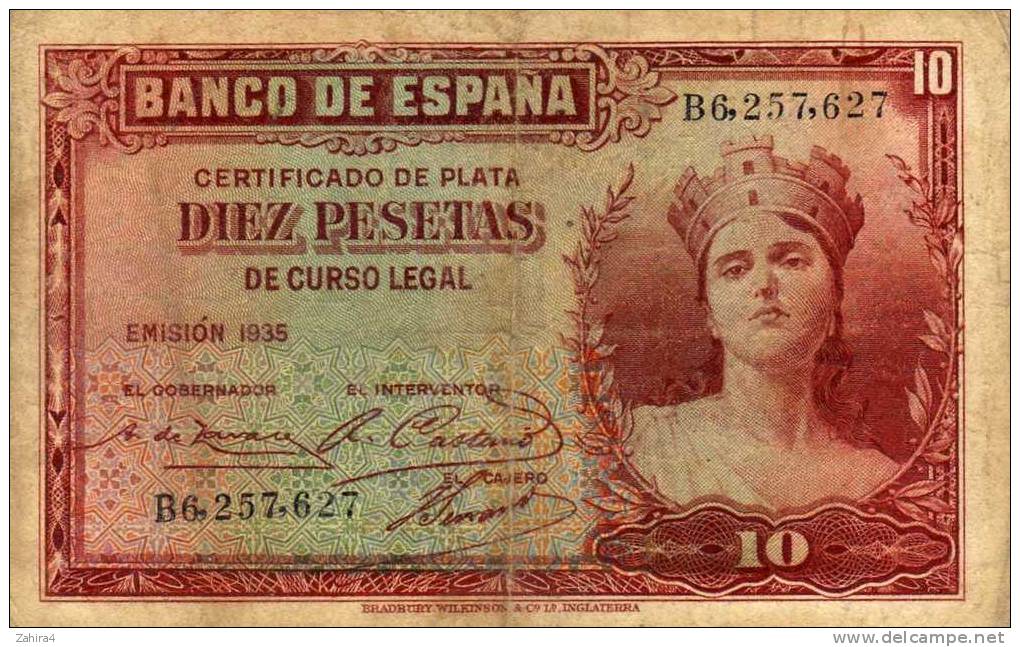 10  Banco De Espana  10  -  B6, 257, 627 - 10 Pesetas