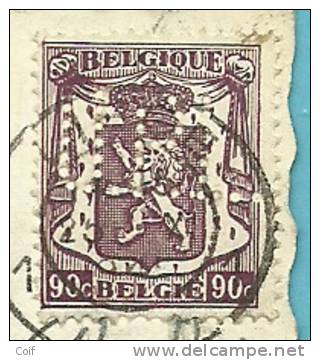 714 Op Kaart Met Stempel LIEGE Met Firmaperforatie (perfin) " U P L " - 1909-34