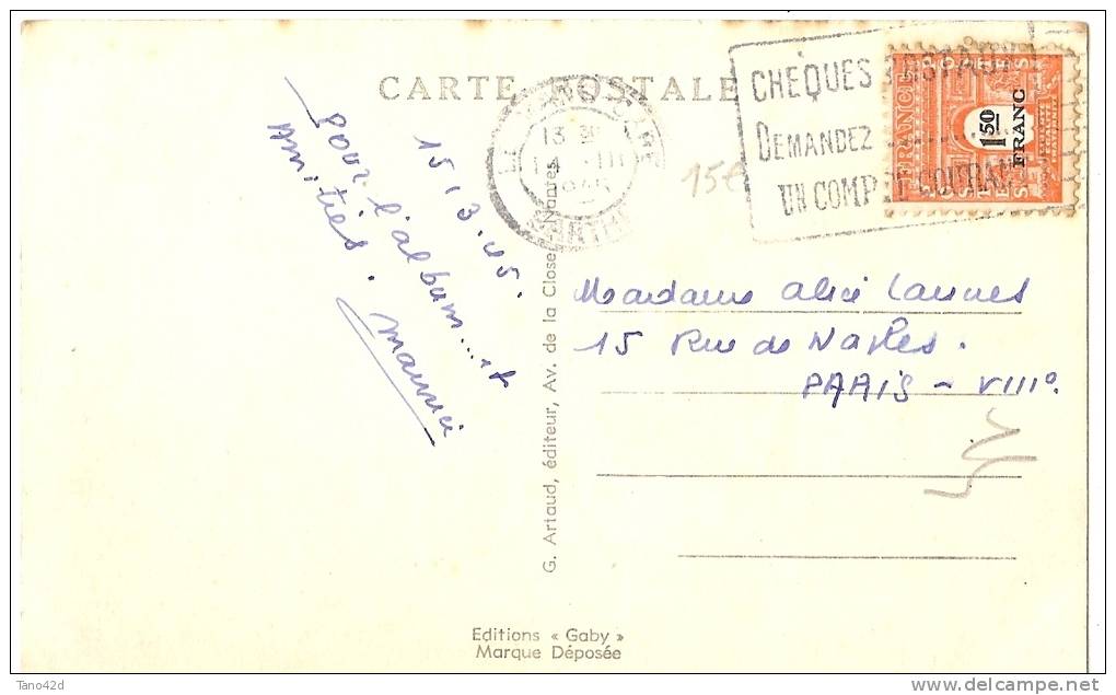 LPU5 - FRANCE ARC DE TRIOMPHE 2° SERIE 1f50 SUR CPA AU TARIF DU 13/3/1945 - 1944-45 Arc De Triomphe