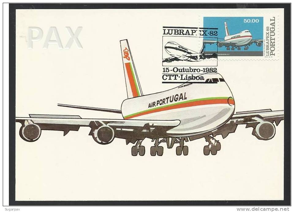 TAP AIR PORTUGAL - BOEING 747 . 2828 NAVIGATOR JET - LUBRAPEX 82 - BPC 23 - 2 SCANS - CARTE MAXIMUM - MAXICARD - Maximumkaarten