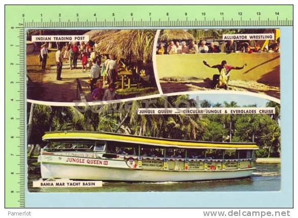 Multiview Everglade Cruise  ( Jungle Queen III Used In 1963 Fort Lauderdale  Florida) Post Card Carte Postale - Fort Lauderdale
