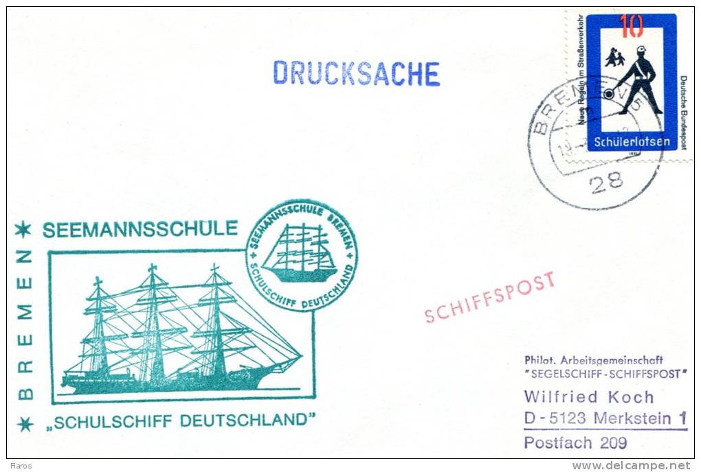 Germany(West)-Maritime Cover W/ German Sea Post " ´Schulschiff Deutschland´ Sailor's School, Bremen 19.3.1971" Postmark - Sonstige & Ohne Zuordnung