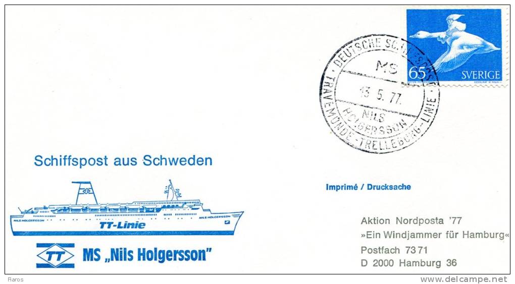 Germany(West)-Cover W/ German Sea Post From Sweden "m/s ´Nils Holgersson´ Travemunde-Trelleburg-line 13.5.1977" Postmark - Sonstige & Ohne Zuordnung