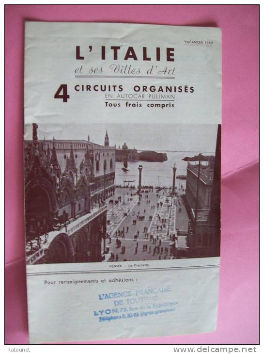 ITALIE - GUIDE - Italie Et Ses Villes D'art - 4 Circuits Organisés En Autocar Pullman - Dépliants Touristiques