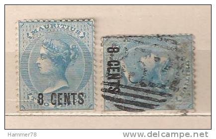 MAURITIUS 1878 MAURICE VICTORIA REINE SURCHARGE 8c/2c 2items Mounted - Mauritius (...-1967)