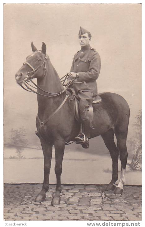 21677 Carte Photo - Inconnu  Guerre Soldat - Sans Doute Belge, Cavalier Cheval - Personnages