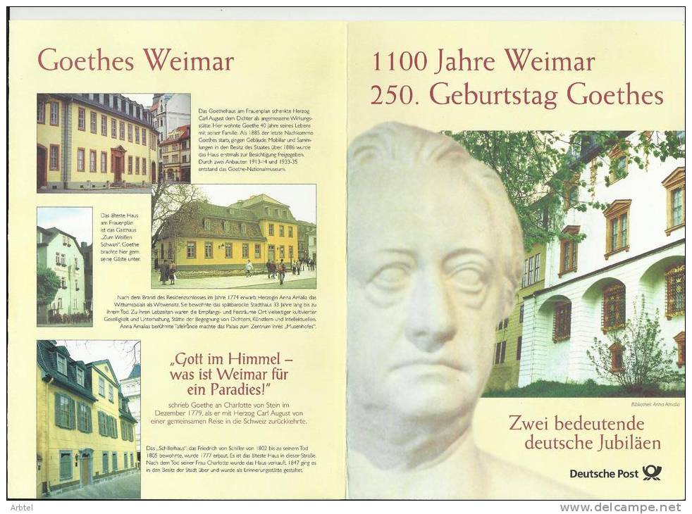 ALEMANIA DOCUMENTO MAT BERLIN GOETHE 250 ANIVERSARIO Y 1100 JAHRE WEIMAR - Abarten Und Kuriositäten