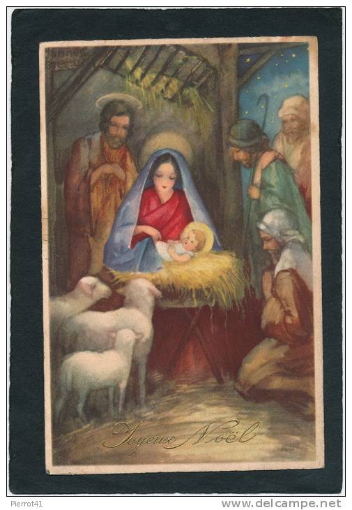 NOEL - Jolie Carte Fantaisie Crèche De "Joyeux Noël" Signée Hannes PETERSEN - Petersen, Hannes