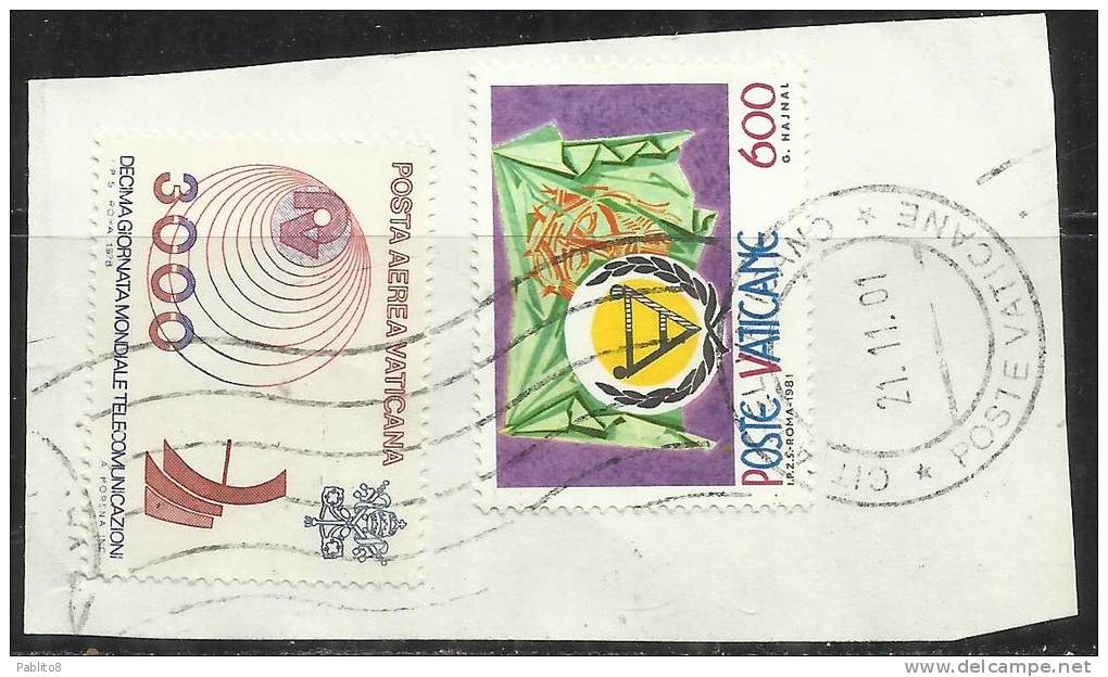 VATICANO VATIKAN VATICAN 1981 ANNO PERSONE DISABILI + 1978 TELCOMUNICAZIONI LIRE 3000 POSTA AEREA AIR MAIL USED - Used Stamps