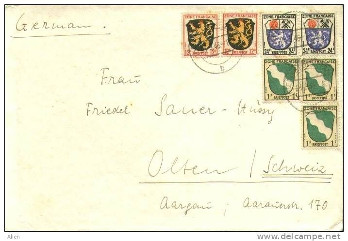 Brief Rheinfelden / Baden Met "Zone Française" Zegels Naar Olten / Schweiz 24.9.1946 - Otros & Sin Clasificación