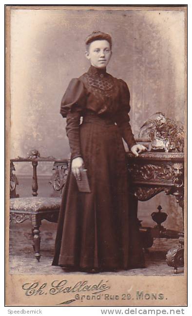 21710 - Photo Ancienne Avant 1900 -Femme Belgique -Ch Galladé, Grand Rue Mons - - Anciennes (Av. 1900)