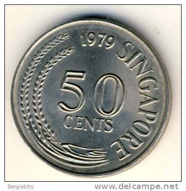 1979 Singapore 50 Cents Devil Fish Coin In UNC Condition - Singapur