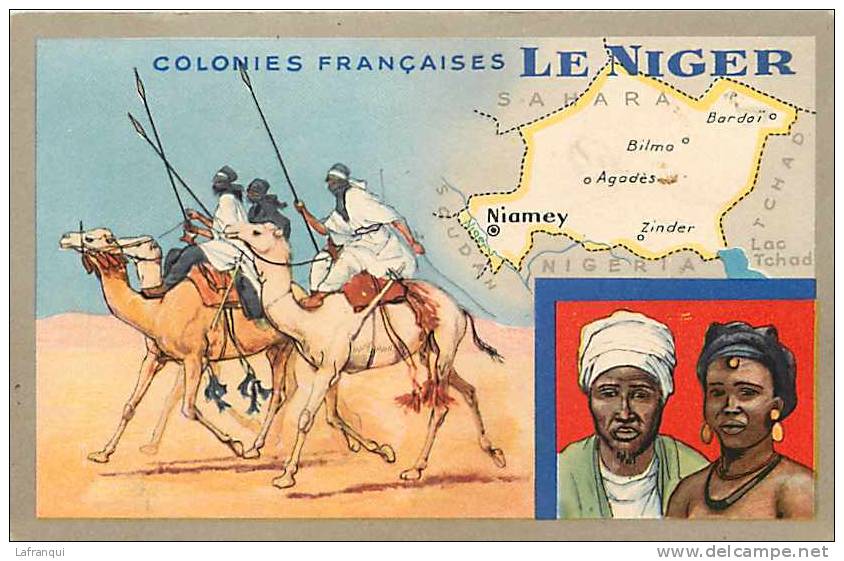 Afrique- Africa -ref A646-colonies Francaises - Le Niger -edition Des Produits Du Lion Noir -carte Bon Etat - - Niger