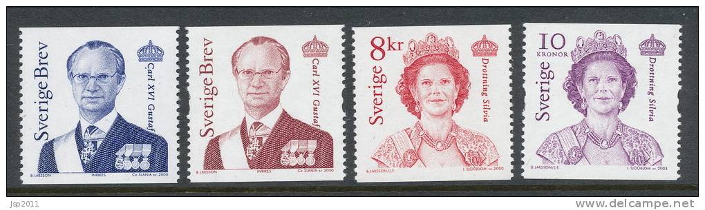Sweden 2000-2003 Facit # 2382-2383 And # 2382-2383. Carl XVI Gustaf And Queen Silvia, Set Of 4, See Scann, MNH (**) - Unused Stamps