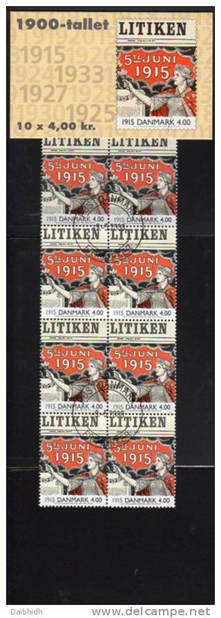 DENMARK 2000 20th Century (II) 40Kr  Booklet S108 With Cancelled Stamps.  Michel 1248MH, SG SB205 - Markenheftchen