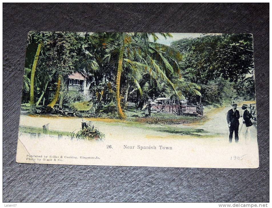 Carte Postale Ancienne : JAMAIQUE : Near Spanish Town , Animé Avec Timbre - Jamaïque