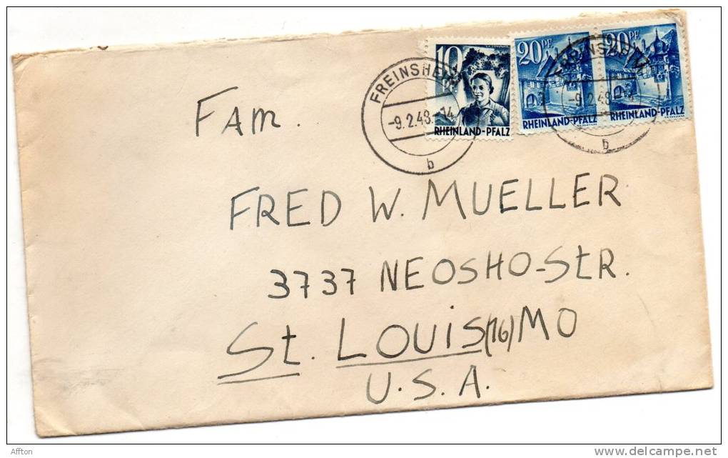 Freinsheim Old Cover Mailed To USA - Autres & Non Classés